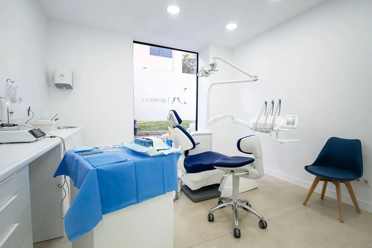 An operatory prepared with sterile drapes before a procedure